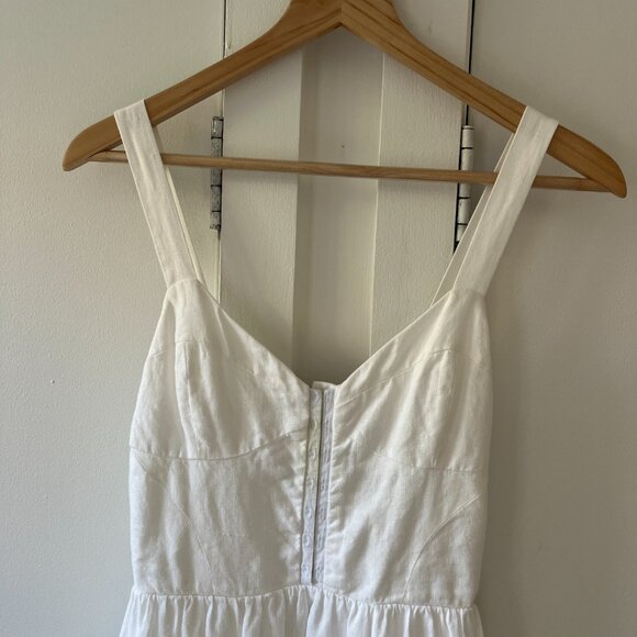 Reformation White Linen Tank Bodice Ruffle Sun Dress - Size 2 - Picture 2 of 7